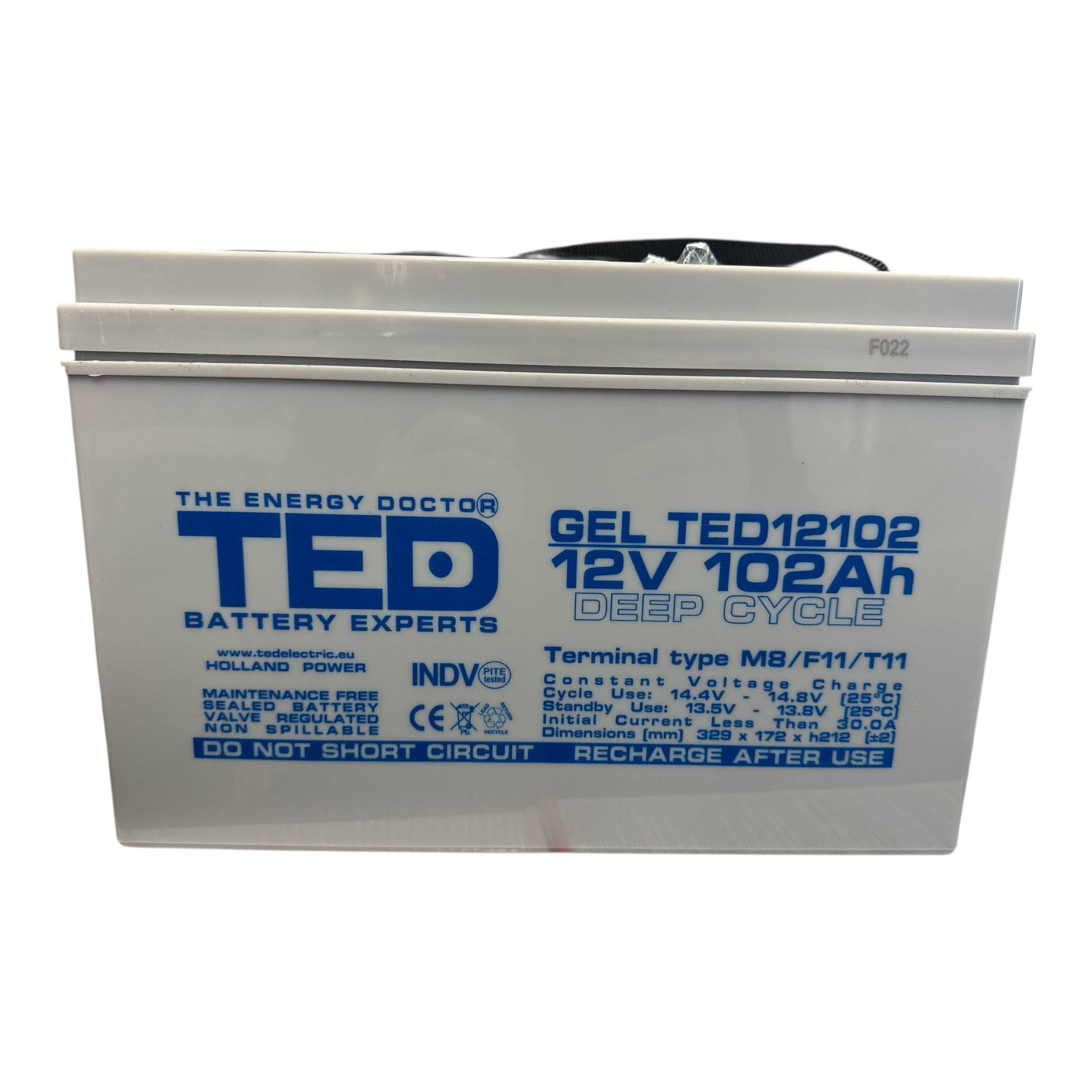 Acumulator 12V 102Ah GEL TED 12102 dimensiuni L 331 x l 173 x h 213 mm