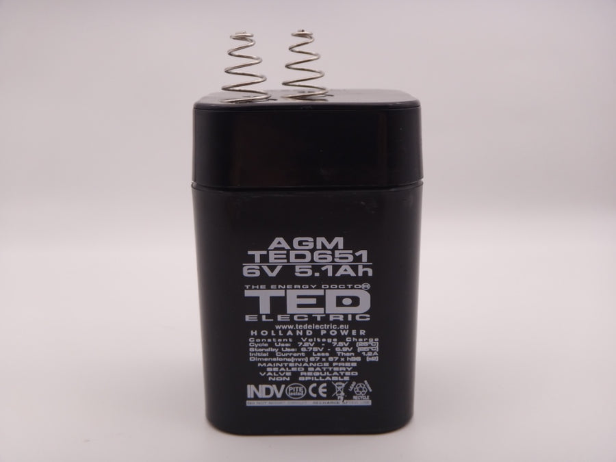 Acumulator 6V 5Ah 67x67x97mm tip 4R25 cu borne tip arculete Ted TD4R25