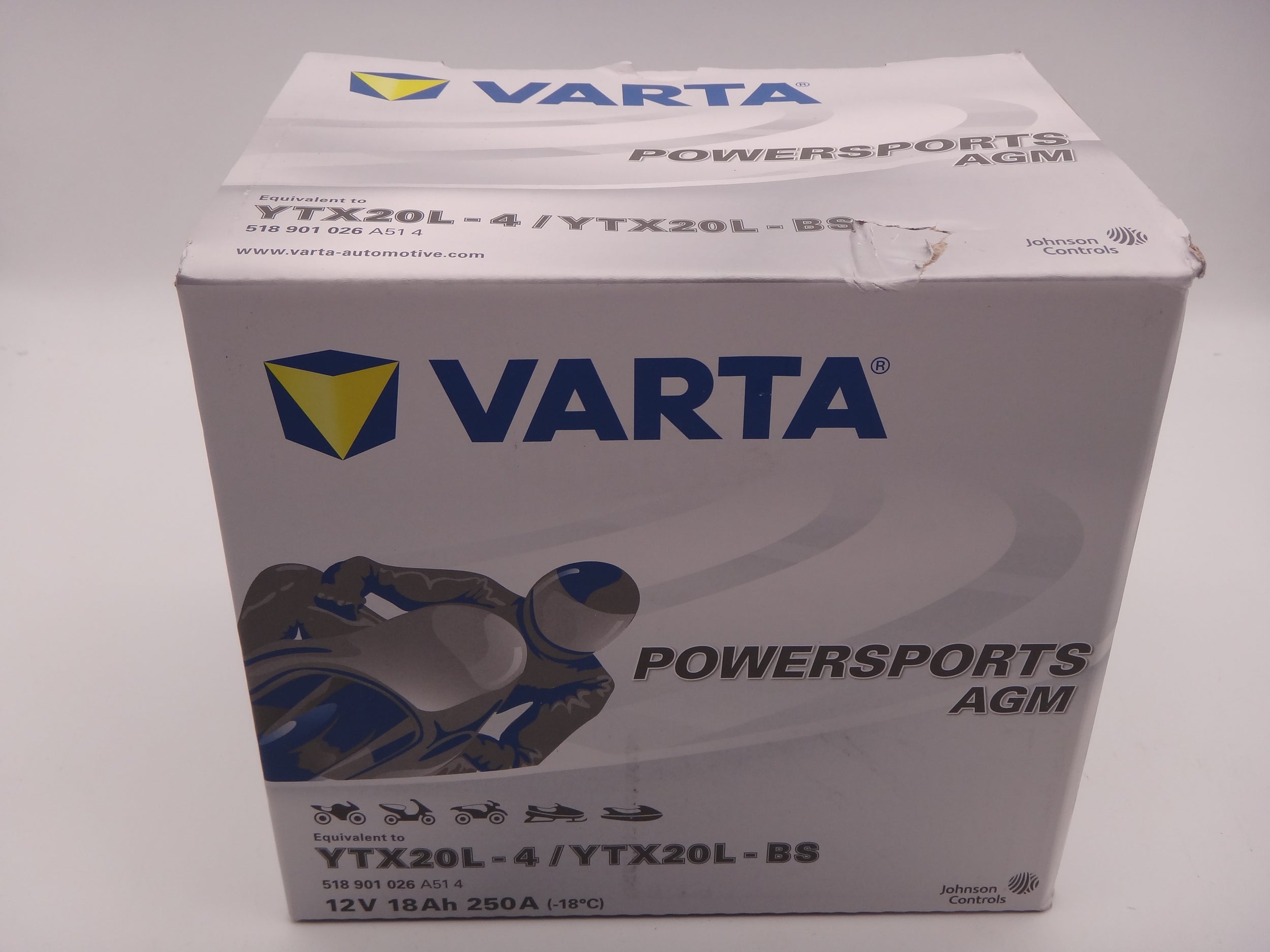 Varta YTX20L-BS baterie moto, YTX20L-4 atv 12V 18Ah 250A, PowerSports AGM 518901026A514