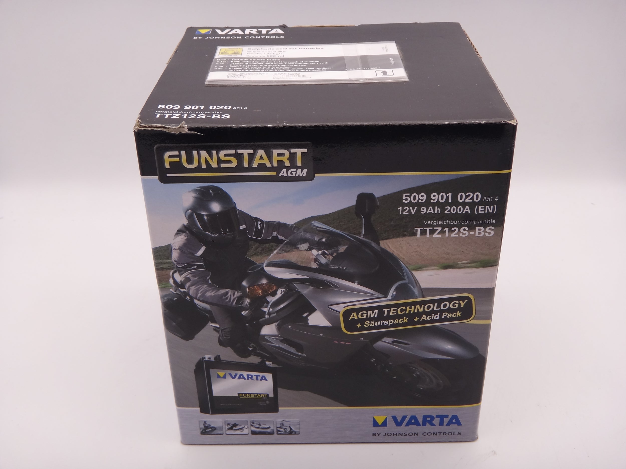 Varta TTZ12S-BS baterie moto, scuter, atv 12V 9Ah AGM 200A cod 509901020
