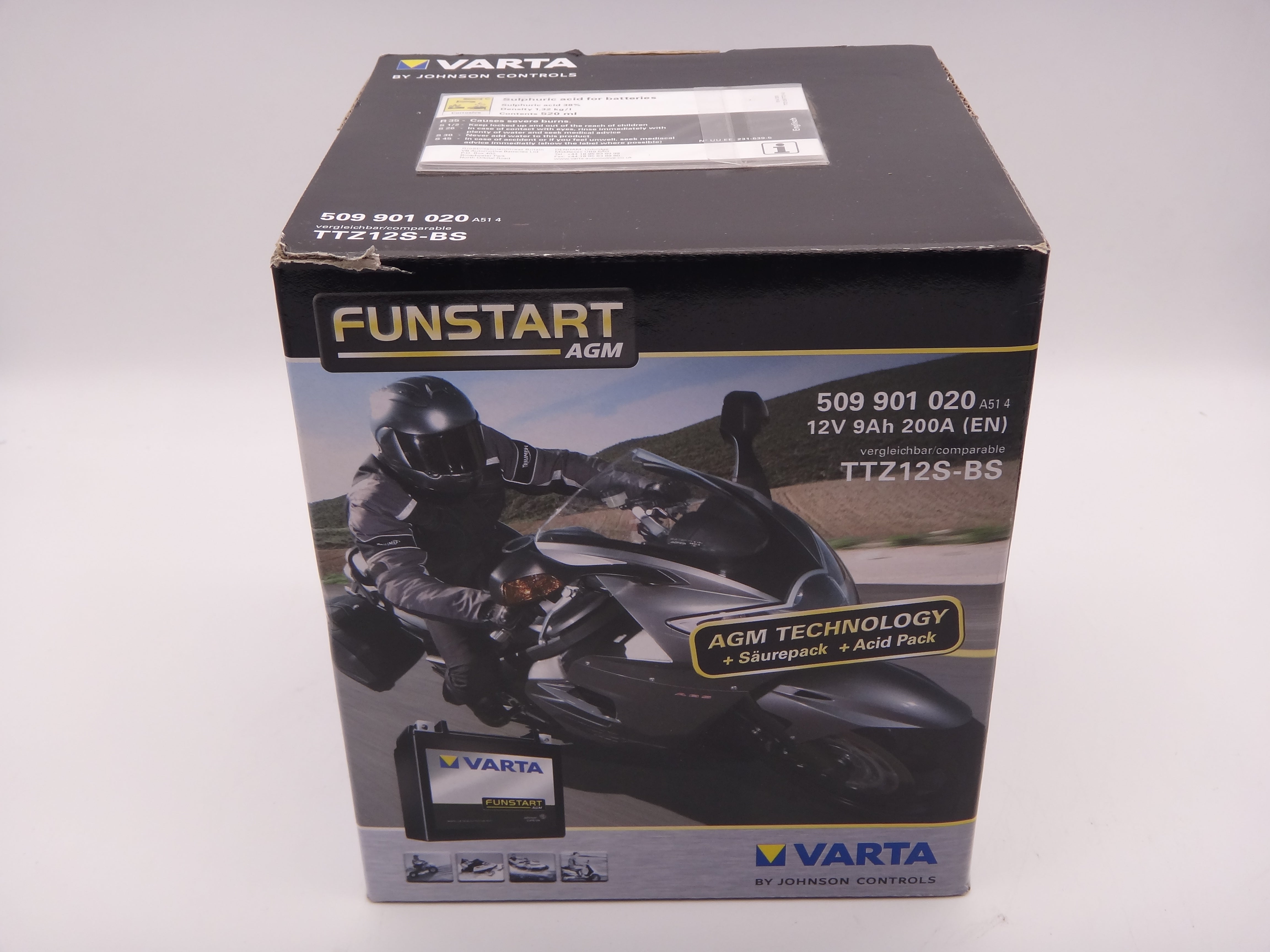 Varta TTZ12S-BS baterie moto, scuter, atv 12V 9Ah AGM 200A cod 509901020