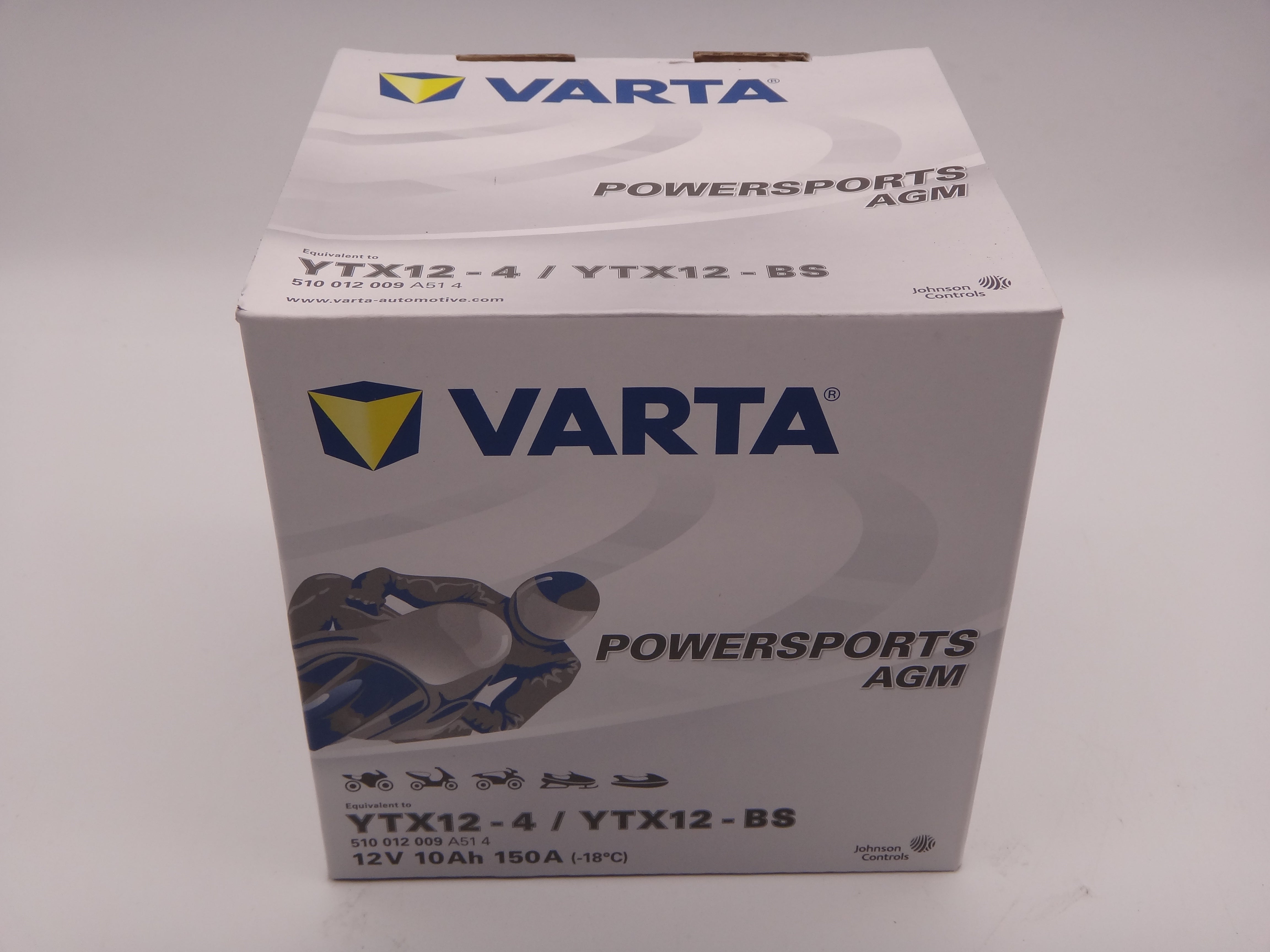 Varta YTX12-BS baterie moto, YTX12-4 scuter, atv 12V 10Ah AGM 150A cod 510012009