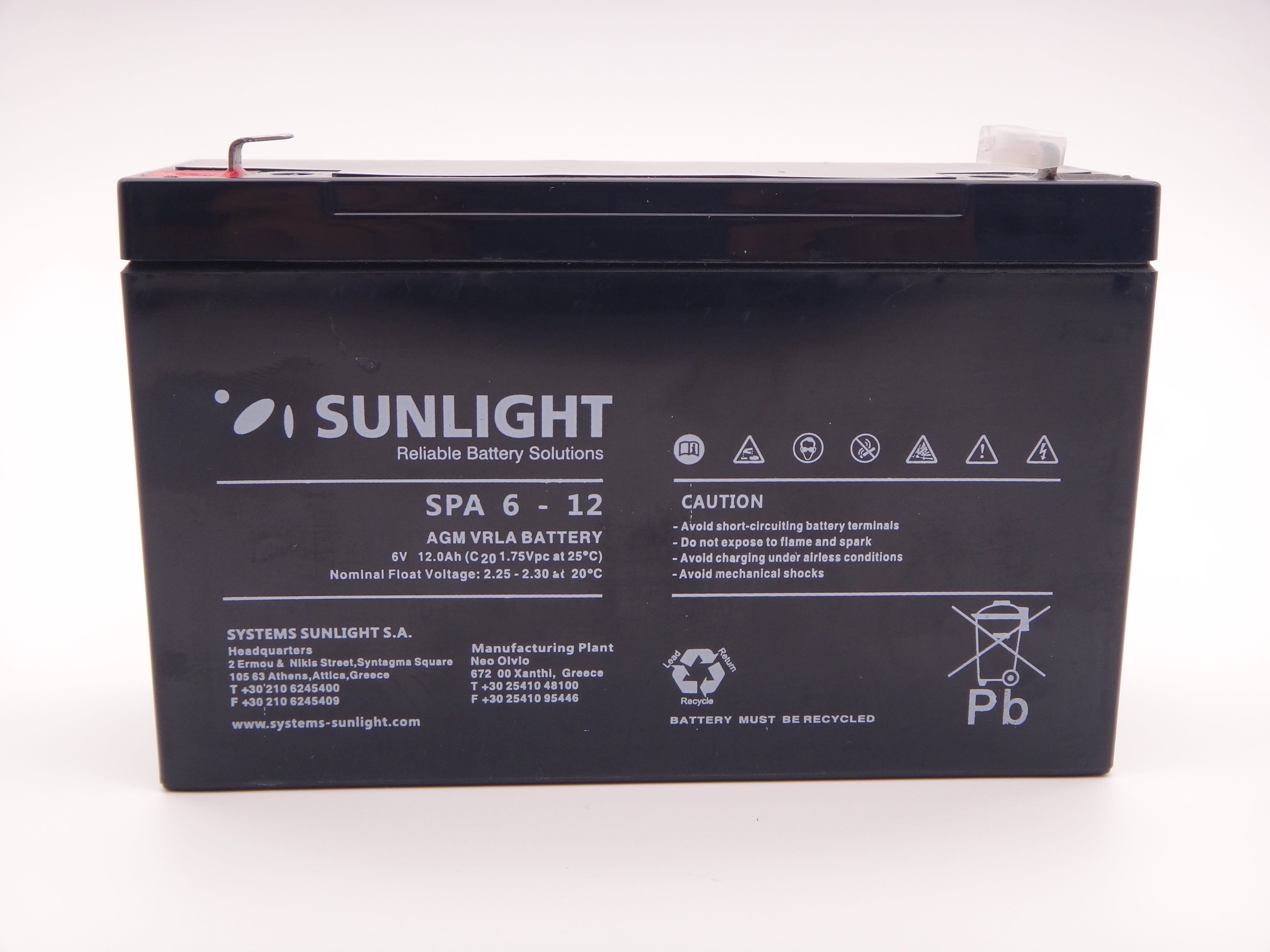 SUNLIGHT, SPA 6-12, acumulator AGM VRLA 6V 12Ah