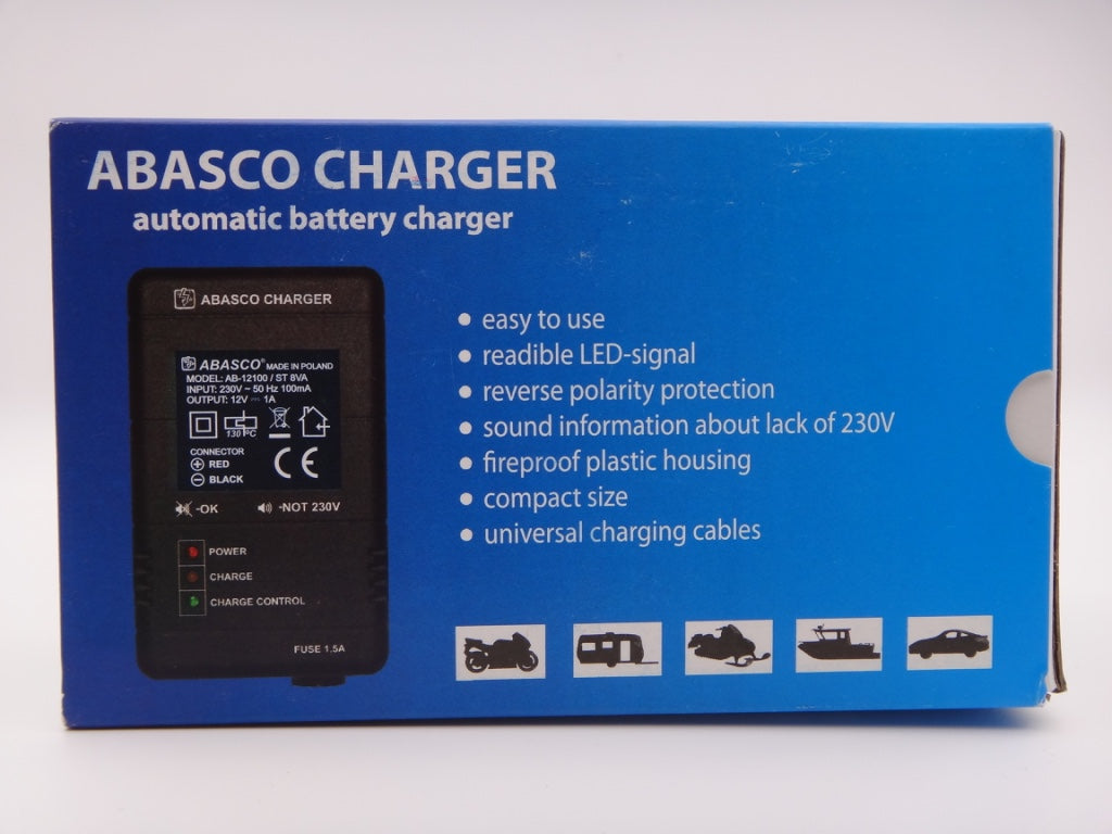 Incarcator 12V 1Ah automat pentru acumulatori VRLA, GEL, AGM, Abasco Poland