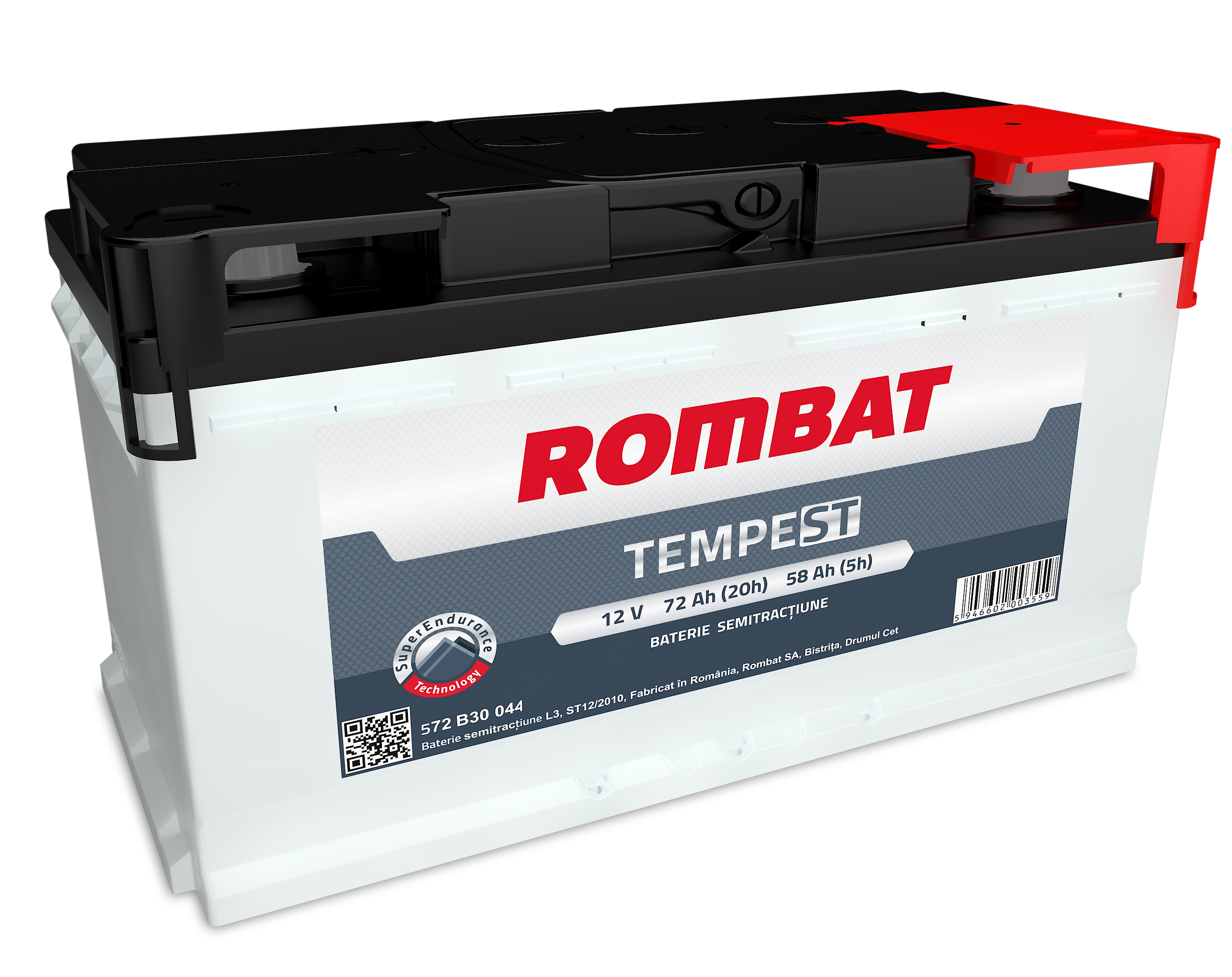 Baterie semitractiune Rombat Tempest 12V 60Ah (C20h) 48Ah (C5h) L2 pentru rulota, yacht, barca cu motor, nacela