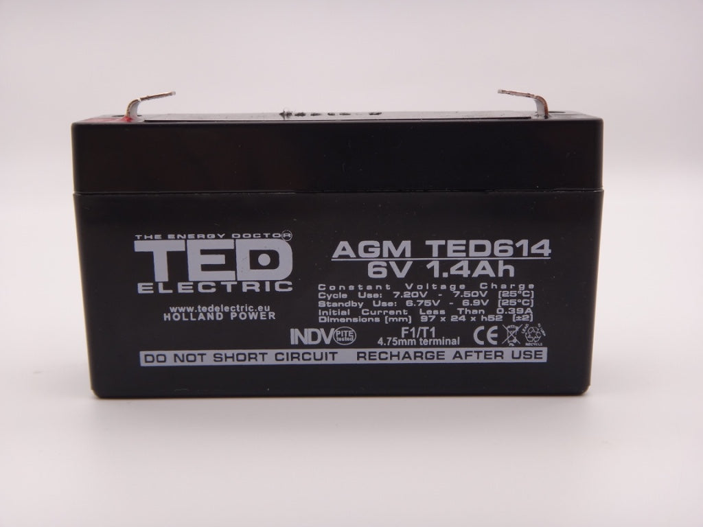 Acumulator 6V 1.4Ah VRLA AGM 97mm x 24mm x 52mm F1