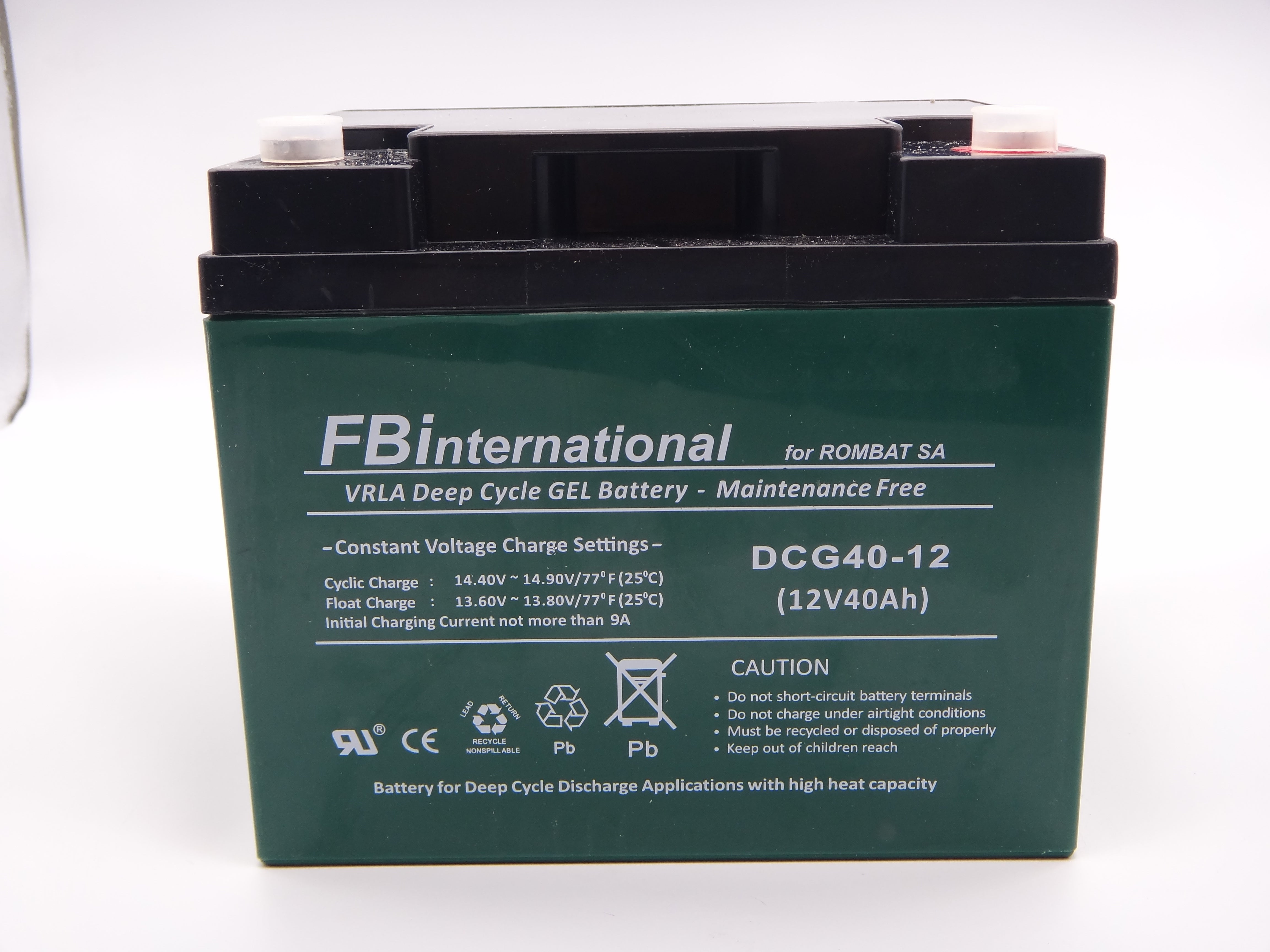 Acumulator 12V 40Ah VRLA, GEL 199x166x173mm pentru carucior electric FBinternational for ROMBAT