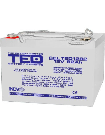 Acumulator carucior electric 12V 82Ah Gel TED 1282 cu prindere surub M6