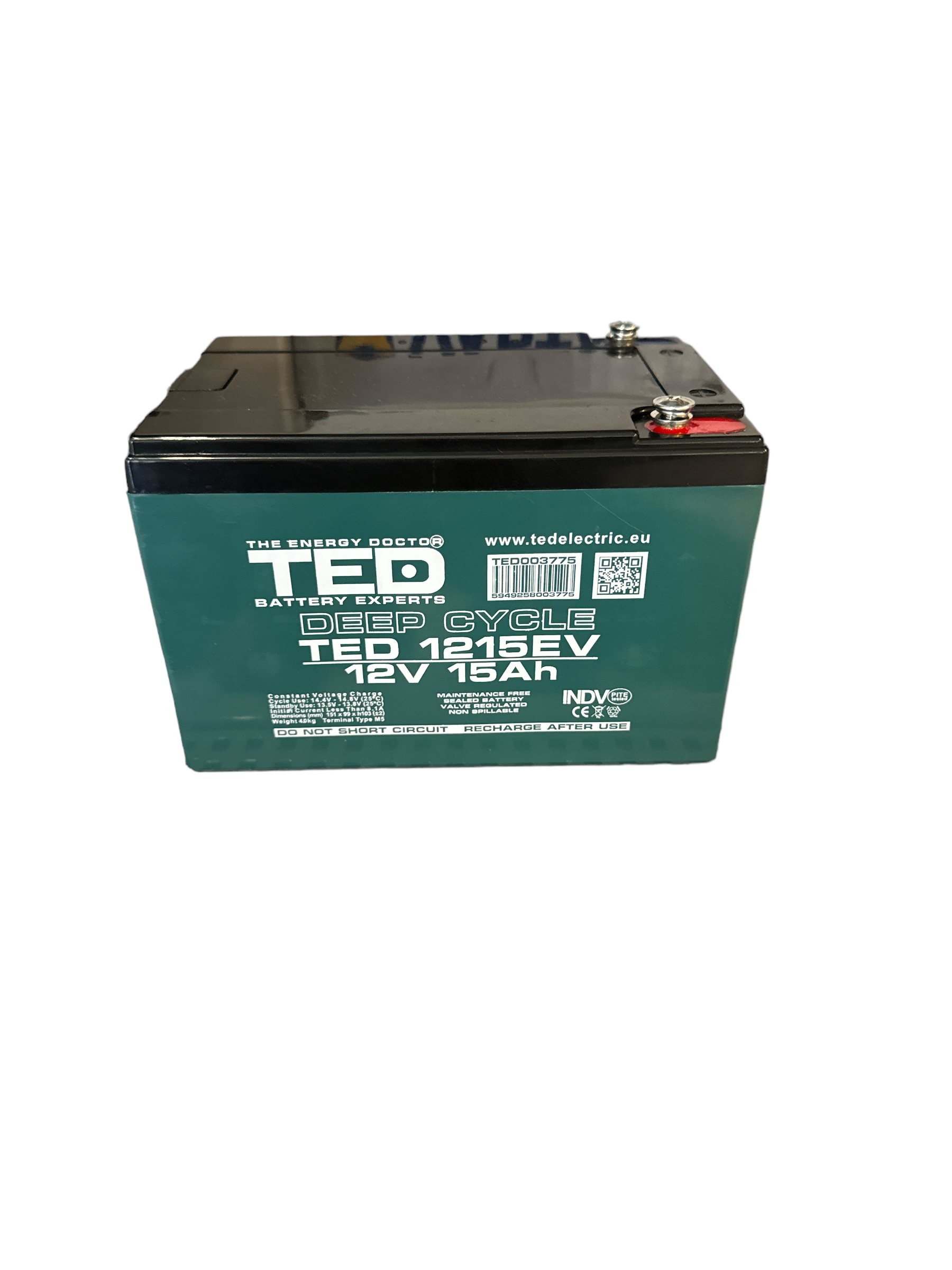 Acumulator TED 12V 15Ah 1215EV pentru vehicule electrice biciclete, carucioare, scuter electric