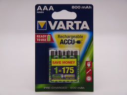 Varta HR03 AAA 800mAh 1.2V Ni-Mh acumulatori ready to use blister 4 cod 56703
