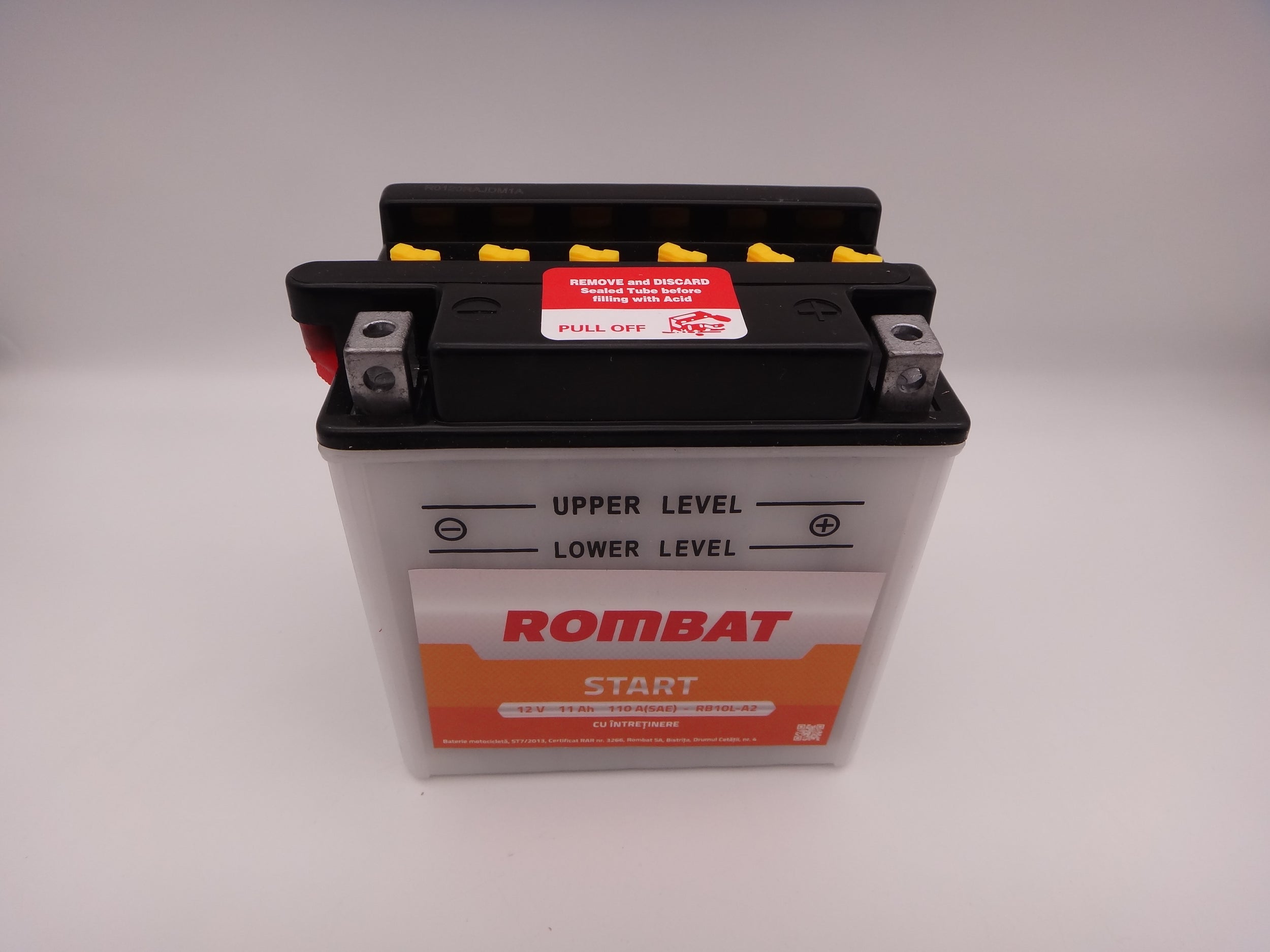Baterie moto, scuter, atv 12V 11Ah curent pornire 110A SAE RB10L-A2 Rombat