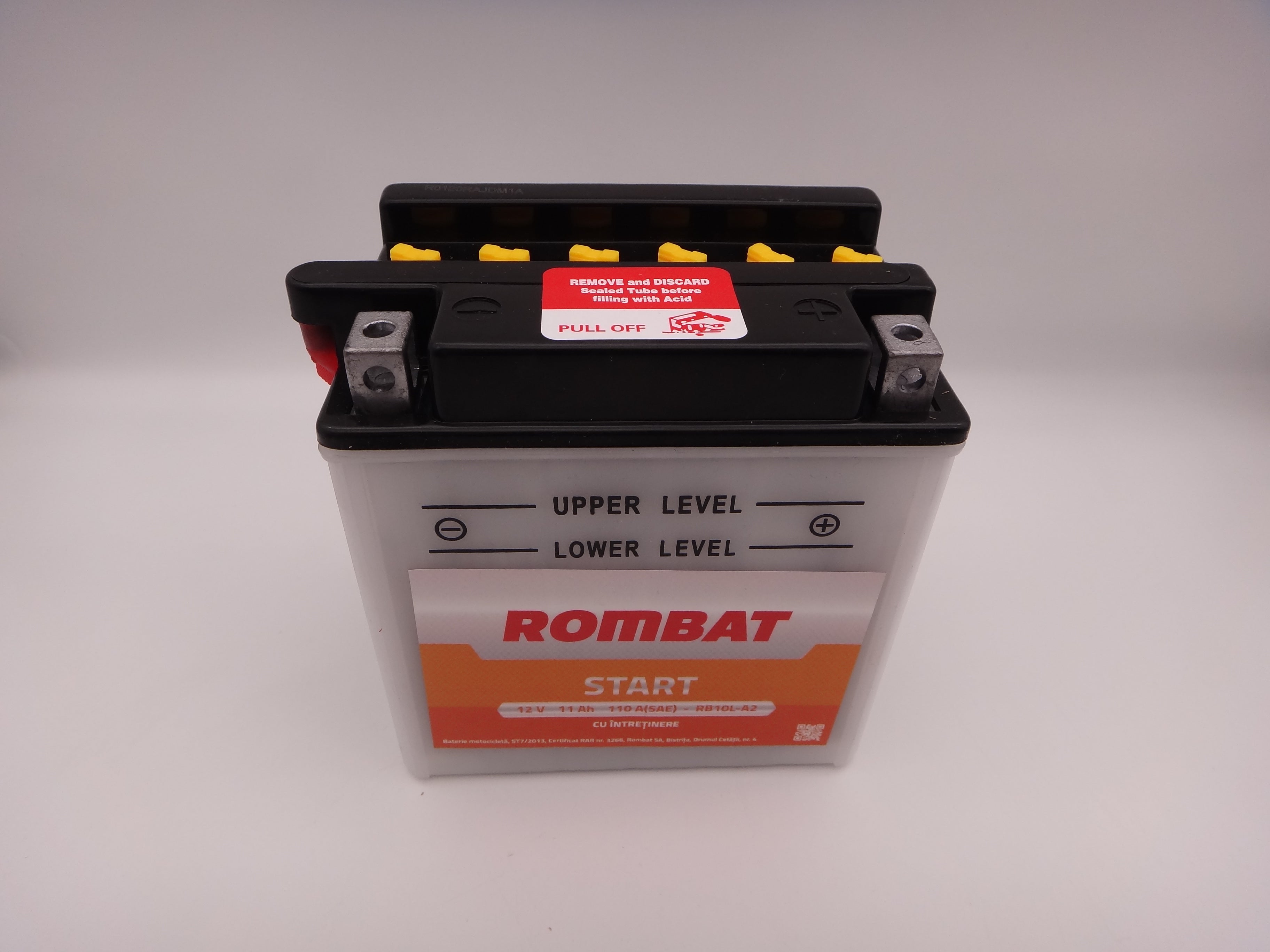 Baterie moto, scuter, atv 12V 11Ah curent pornire 110A SAE RB10L-A2 Rombat