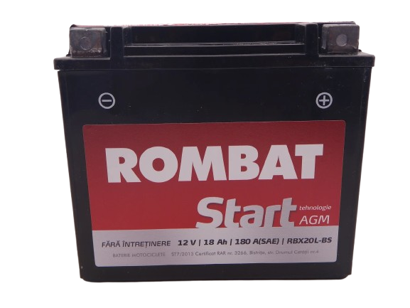 Baterie moto, scuter, atv Rombat 12V 18Ah 250A, AGM RBX20L-BS
