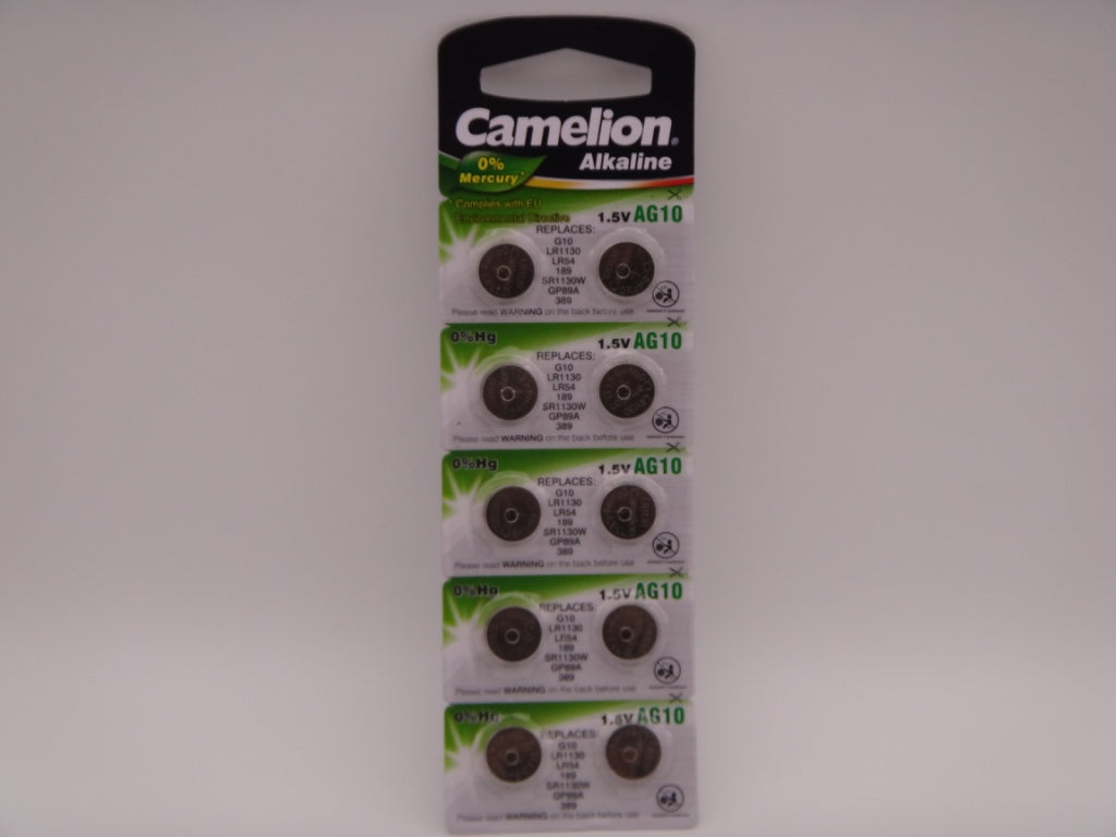 Camelion AG10, baterie ceas 1.5V alcalina, LR1130, LR54, 189, SR1130W, GP89A, 389 blister 10