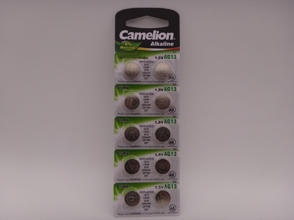 Camelion AG13, baterie ceas 1.5V alcalina, Ag13 G13 LR44 A76 SR44W GP76A 357 blister 10