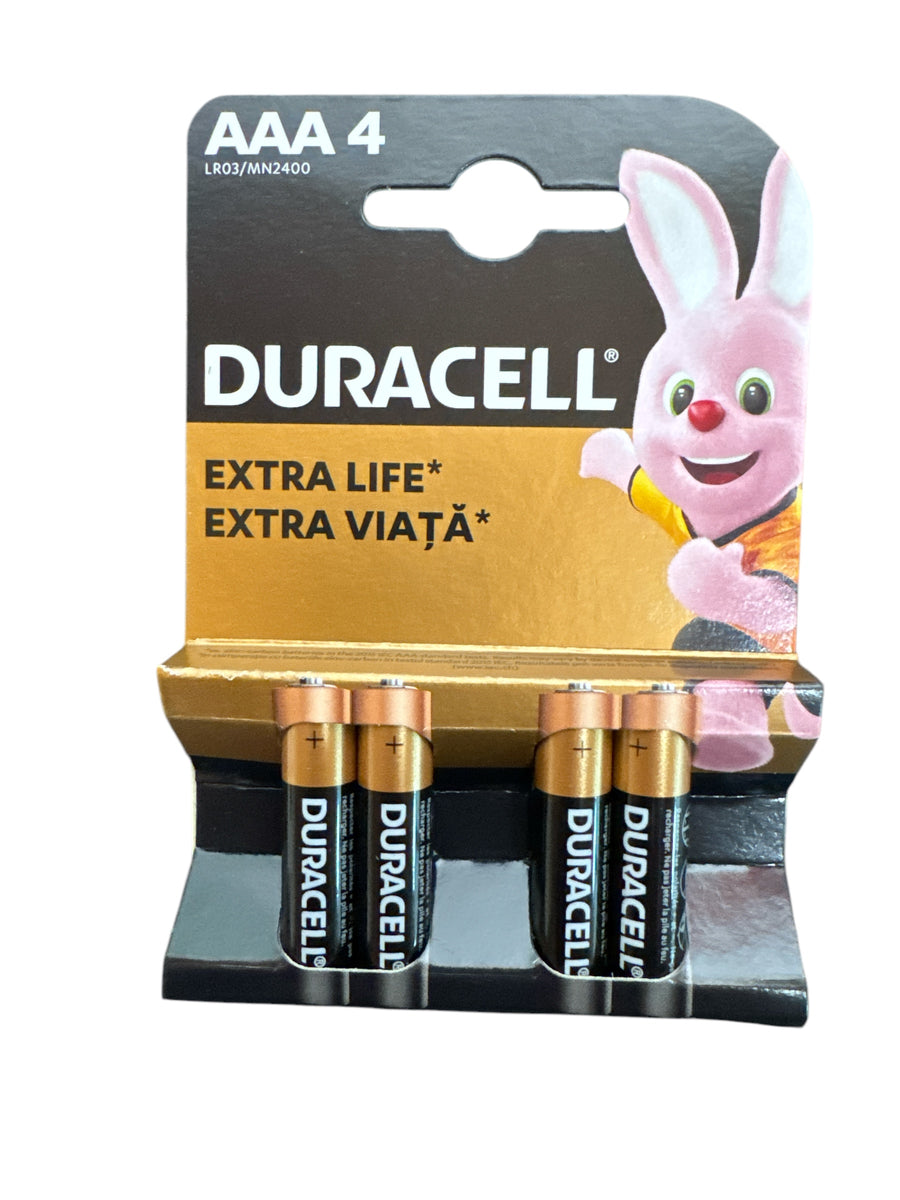 Duracell AAA LR03 baterii alcaline extra life 1,5V MN2400 blister 4