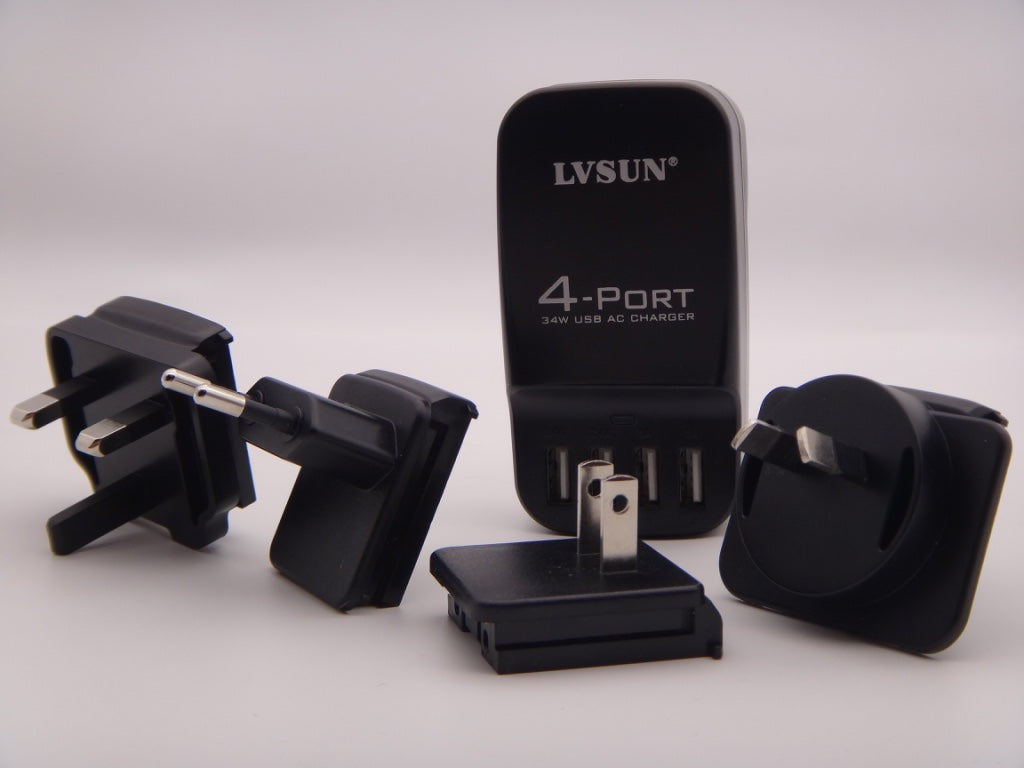 Incarcator USB x 4 la priza 110V- 220V pentru UK-USA-EU-ASIA maxim 2.4Ah LVSUN