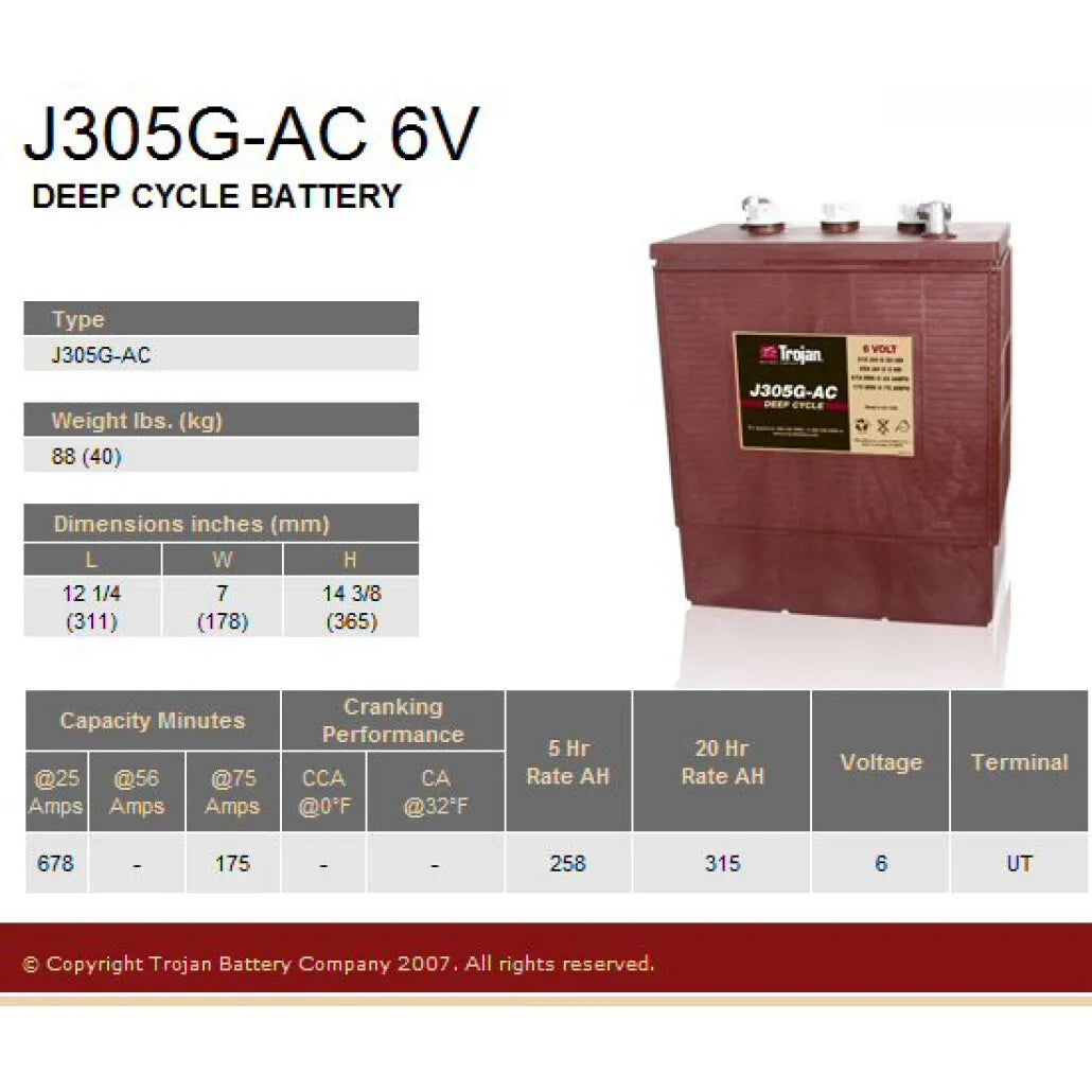 Trojan J305G 6V 315Ah C20 acumulator nacela, masini de spalat pardoseli