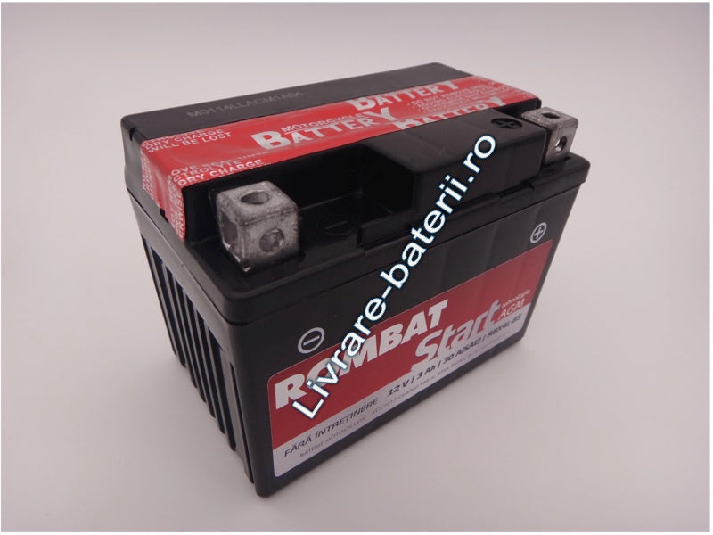 Baterie moto, scuter, atv, Rombat 12V 3Ah 30A, AGM Gel RBX4L-BS