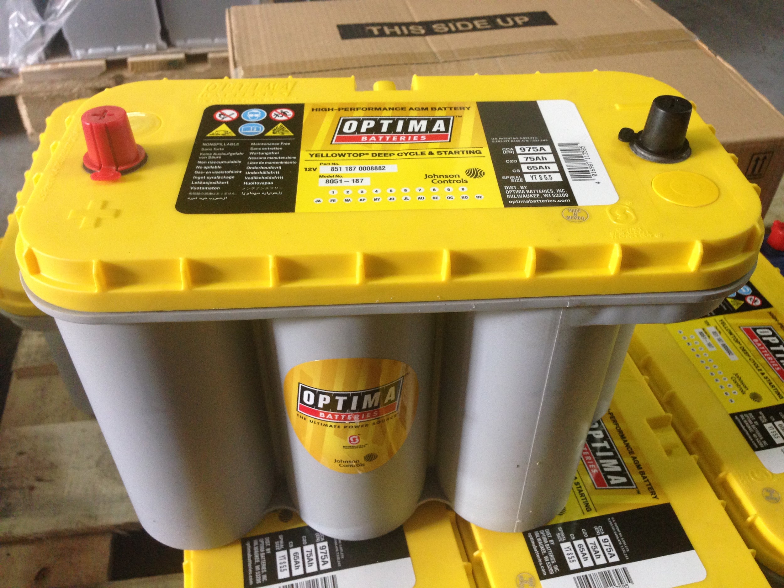 Baterie auto Optima Yellow TOP 12V 75Ah 975A YT S5,5 AGM DEEP Cycle&Starting cod 851187 0008882