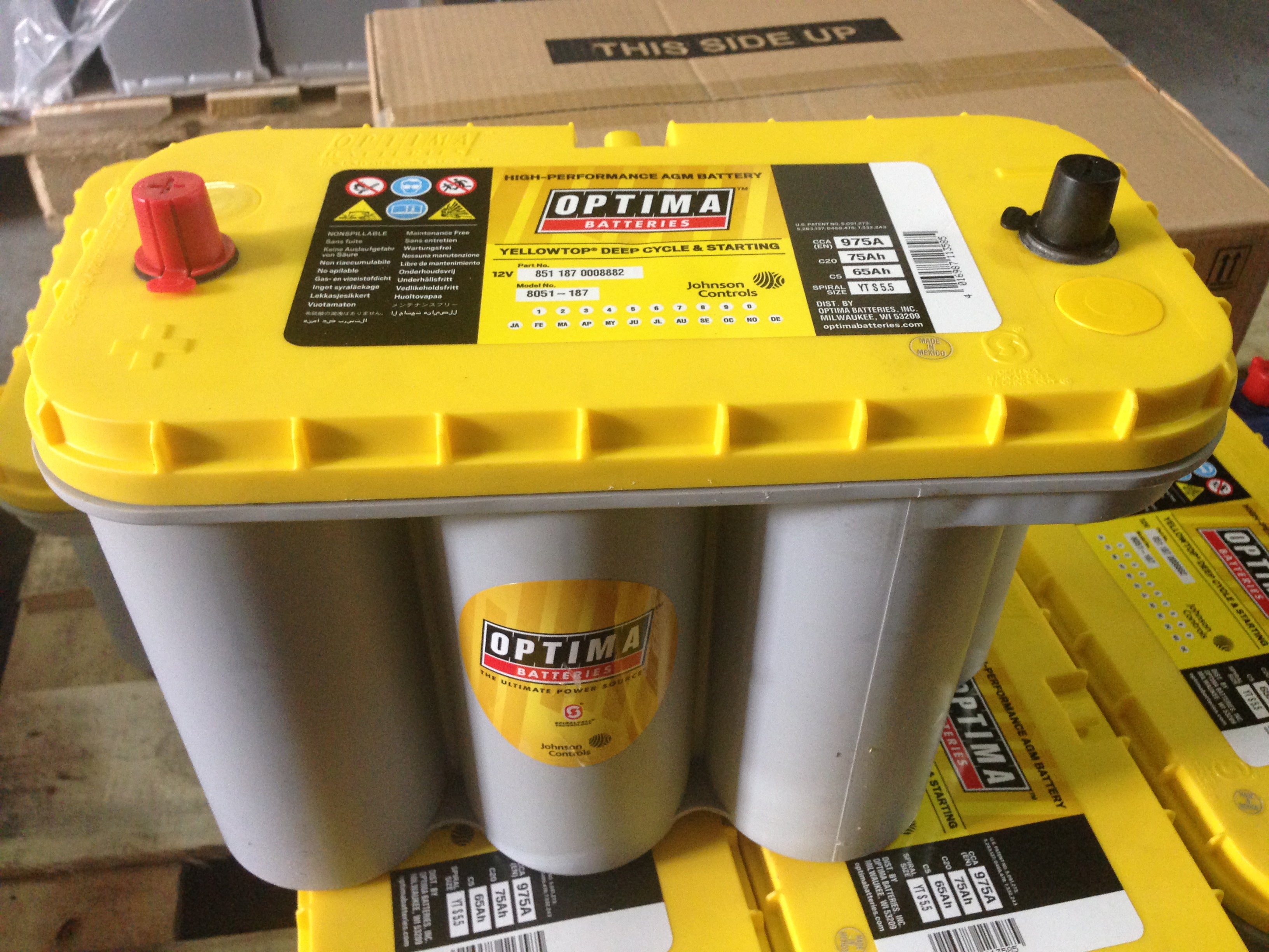 Baterie auto Optima Yellow TOP 12V 75Ah 975A YT S5,5 AGM DEEP Cycle&Starting cod 851187 0008882