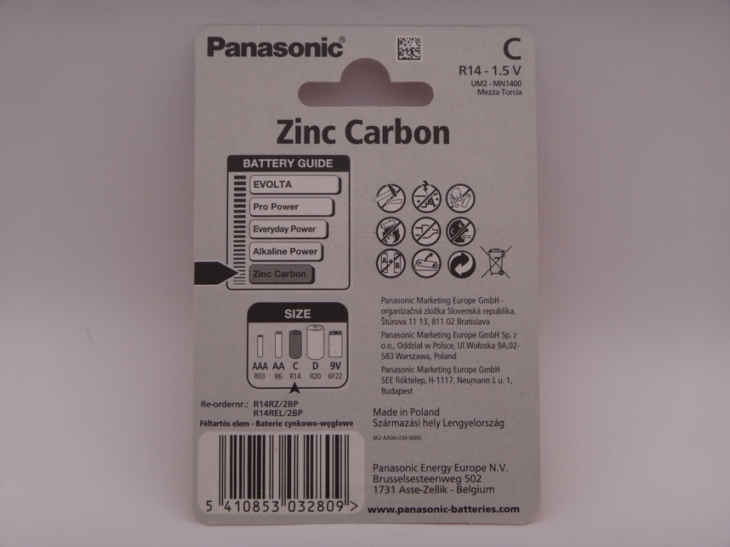 Panasonic R14 C baterii zinc carbon 1.5V blister 2