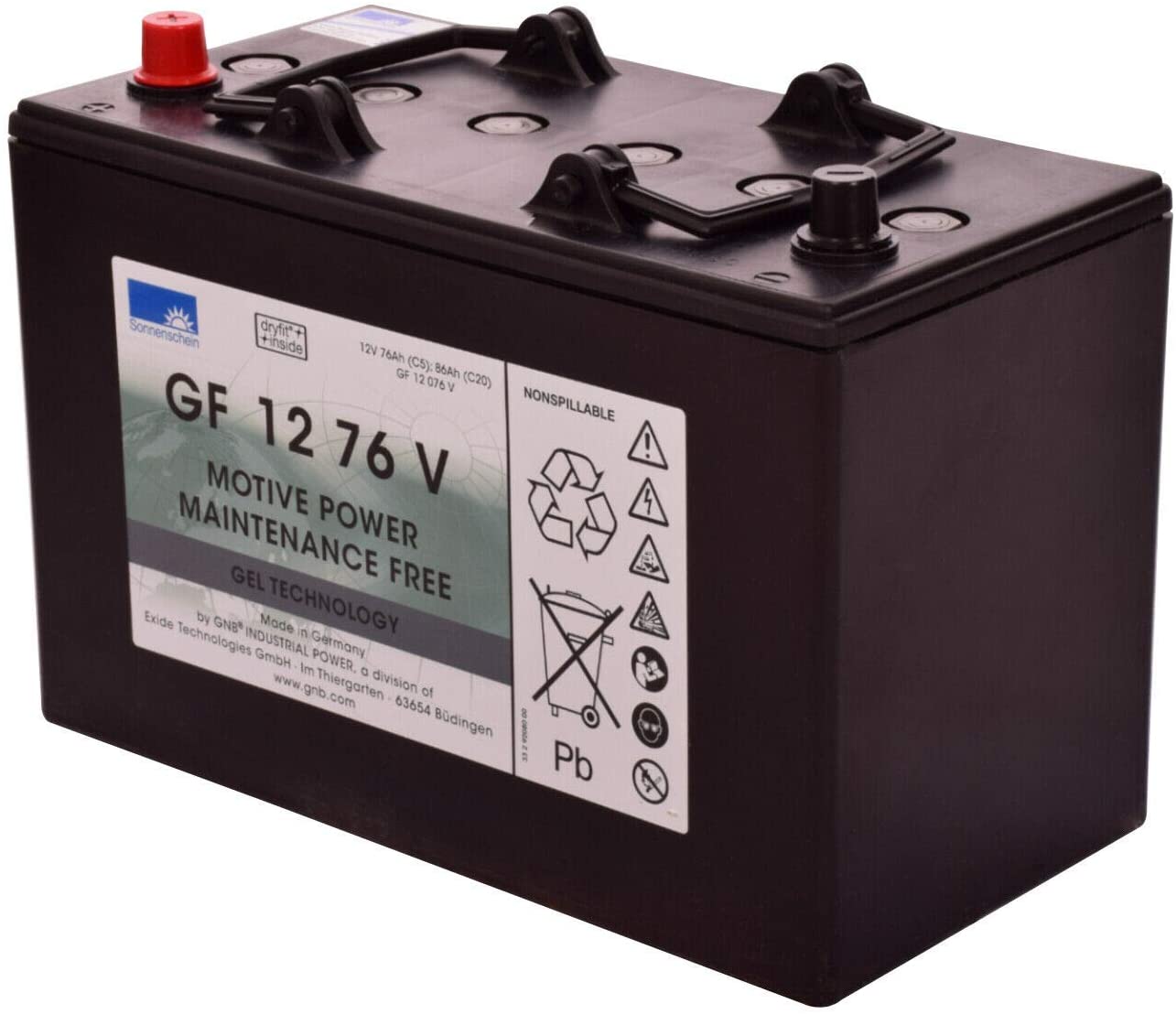 Sonnenschein GF 12 76V baterie GEL tractiune pentru masini de spalat pardoseli, carucioare electrice 12V 76Ah C5 - 12V 86Ah C20