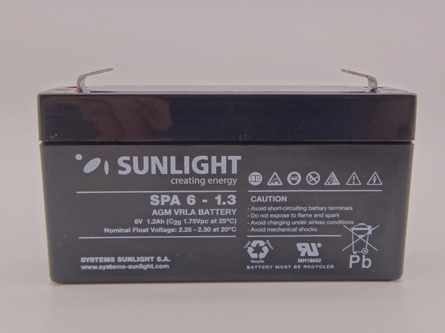 Sunlight 6V 1.3Ah 97mm x 24mm x 52mm baterie AGM VRLA SPA 6-1.3