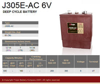 TROJAN J305E-AC acumulator tractiune electrica 6V 305Ah C20 DEEP CYCLE