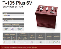 TROJAN T105 Plus acumulator tractiune electrica 6V 225Ah C20 DEEP CYCLE