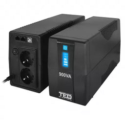 UPS TED 900VA 500W cu Stabilizator si Management 2 prize x Schuko Ecran LCD
