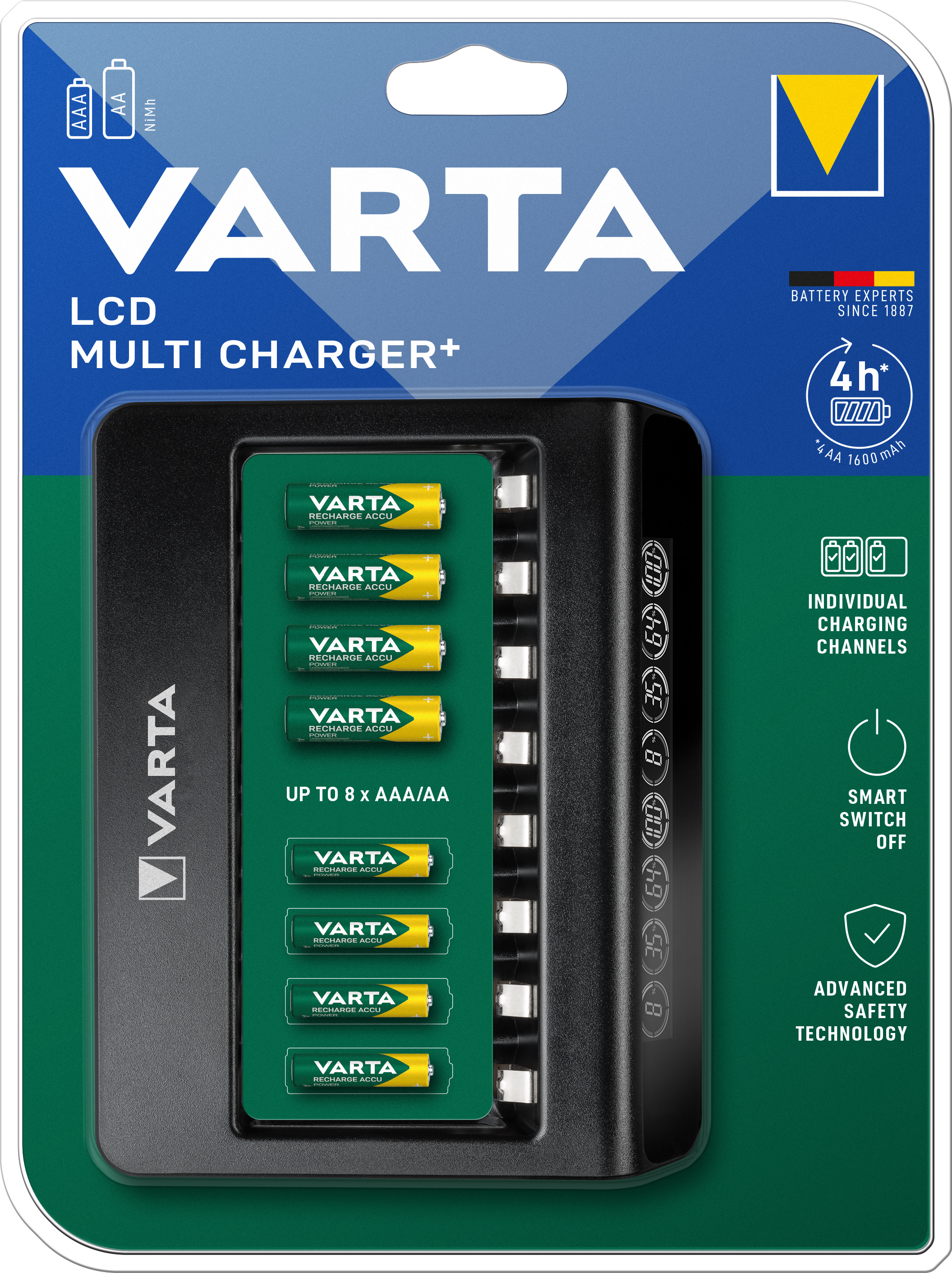 Varta incarcator pentru acumulatori AA si AAA Ni-Mh cu 8 canale LCD Multi Charger cod 57681