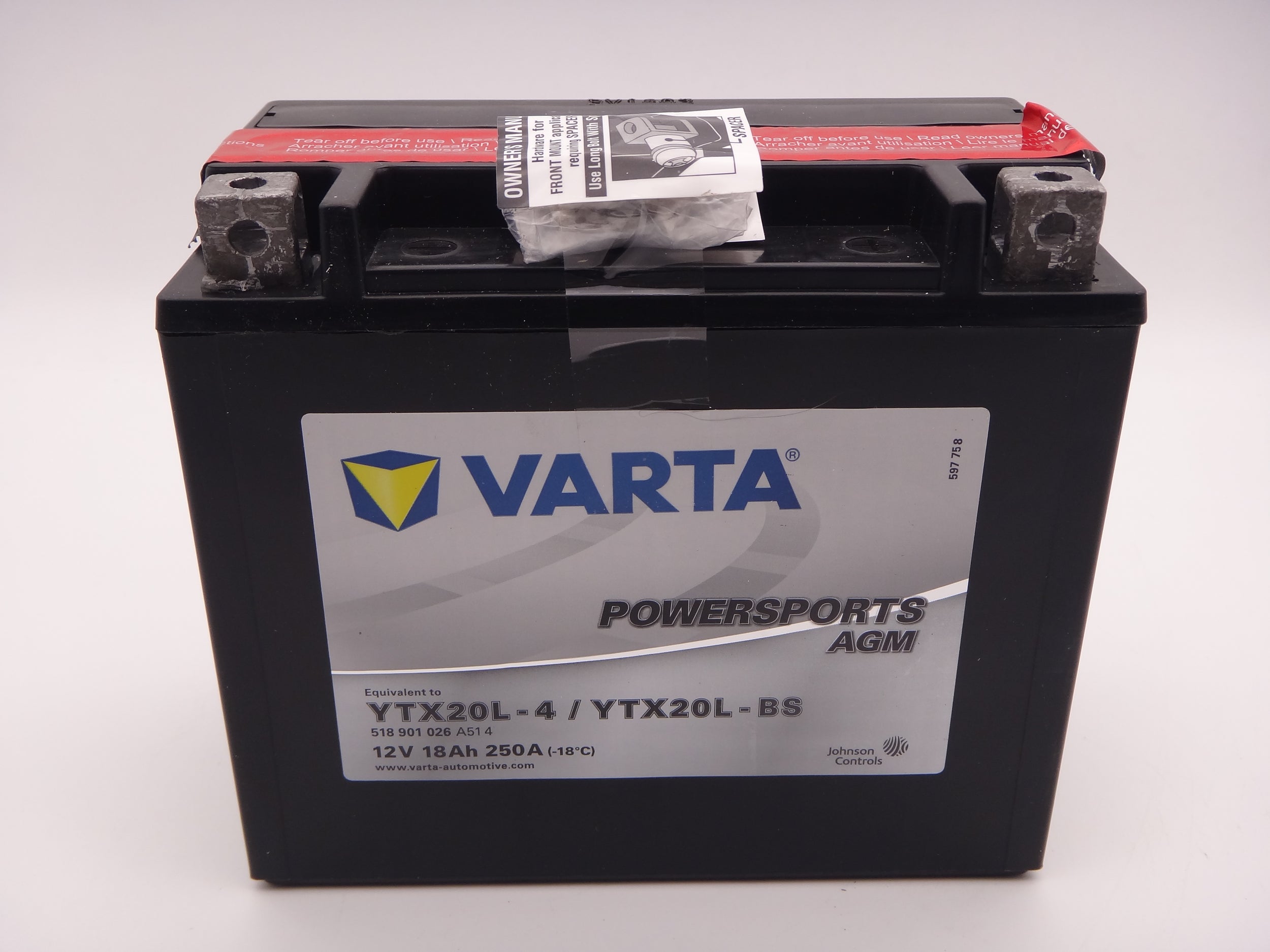 Varta YTX20L-BS baterie moto, YTX20L-4 atv 12V 18Ah 250A, PowerSports AGM 518901026A514