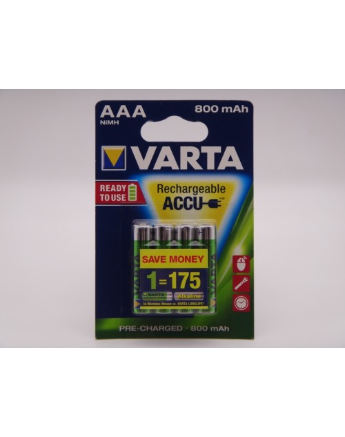 Varta HR03 AAA 800mAh 1.2V Ni-Mh acumulatori ready to use blister 4 cod 56703