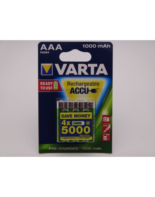 Varta HR03 AAA 1000mAh Ni-Mh acumulatori ready to use 1.2V blister 4