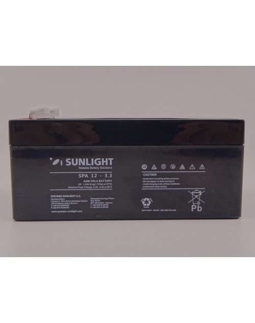 Sunlight 12V 3.3Ah baterie AGM VRLA SPA 12 - 3.3