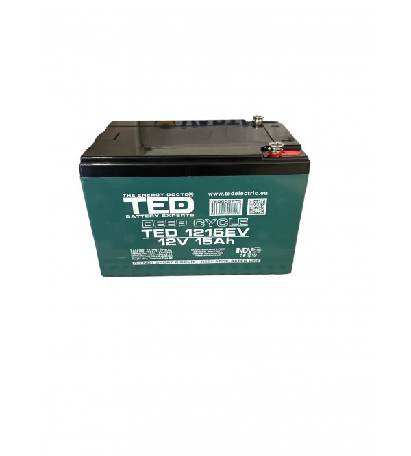 Acumulator TED 12V 15Ah 1215EV pentru vehicule electrice biciclete, carucioare, scuter electric