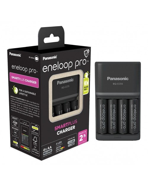 Incarcator PANASONIC Eneloop PRO BQ-CC55E, include 4 x R6 AA 2550mAh K-KJ55HCD40E