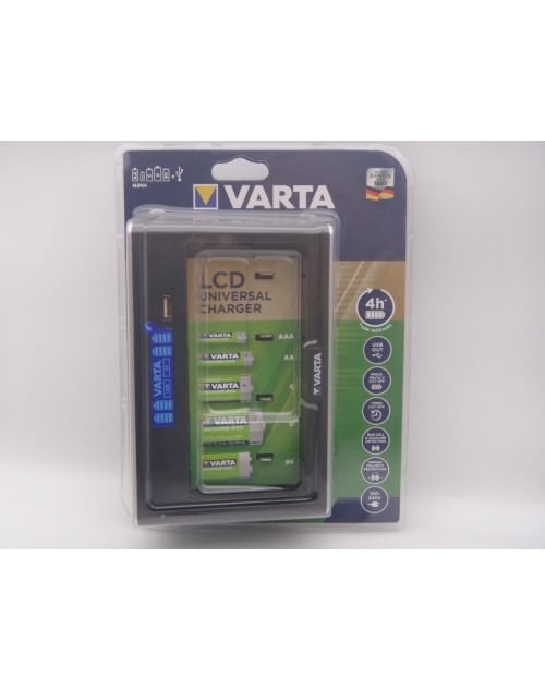 Incarcator Varta LCD universal Ni-Mh pentru C, D, 9V, AAA, AA si USB cod 57688 101 401 