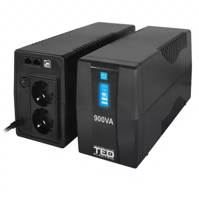 UPS TED 900VA 500W cu Stabilizator si Management 2 prize x Schuko Ecran LCD 
